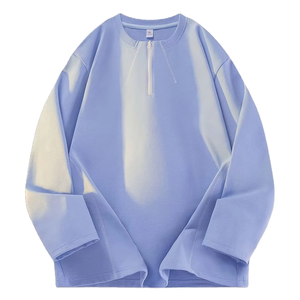 เสื้อยืดแขนยาวคอกลมผู้ชายแบบใหม่ มีซิปครึ่งตัว สวมใส่ง่าย สไตล์ลำลอง ทรงหลวม ราคาถูก - Product Image 1