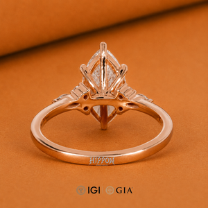 Bague de fiançailles en diamant marquise de 1,50 carat, bague en diamant cultivé en laboratoire certifiée IGI, bague de mariage en or rose, diamant CVD, cadeau de promesse - Product Image 4