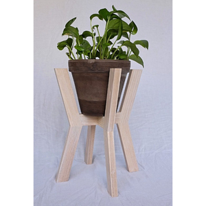 Support de plantes attrayant en bois massif pour intérieur, finition noyer, présentoir pour décoration de la maison, support moderne pour pot de fleurs - Product Image 4