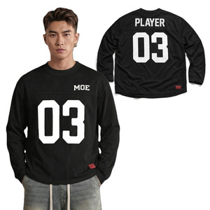 Maillot de football américain surdimensionné personnalisé en mesh à manches longues, streetwear, haut de sport, numéro sublimé imprimé, uniforme d'équipe, OEM en gros - Product Image 1