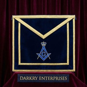 High Quality Gold Bullion Wire Hand Embroidery Royal <b>Blue</b> Velvet Masonic Apron for Lodge Officers Custom Regalia - Product Image 1