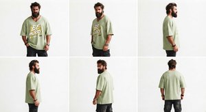 Camiseta Personalizada con Cuello en V y Estampado Frontal para Hombre, Estilo Casual, Hombros Caídos, Algodón Jersey, Estilo Urbano, Oversize, Deportiva - Product Image 6