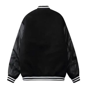 <b>Men's</b> Vintage <b>Suede</b> Varsity <b>Jacket</b> Embroidered Patchwork Design Turn-down Collar Regular Fit Autumn Wear - Product Image 5