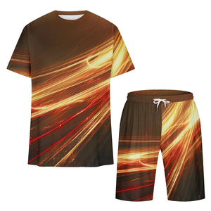 ชุดกีฬาฤดูร้อนสำหรับผู้ชาย ชุดออกกำลังกาย เสื้อยืดลำลอง กางเกงขาสั้น แห้งเร็ว เสื้อแขนสั้นสำหรับฝึกซ้อม - Product Image 3