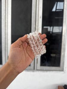 Crystal Beaded <b>Bracelet</b> 10mm Clear Quartz Round Stones Handmade Jewelry Gift from Gujarat - Product Image 2