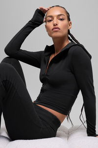 Sudadera Corta de Alta Calidad para Mujer, 100% Algodón, Sudadera Informal con Capucha, Sudadera Deportiva Corta de Manga Larga para Mujer - Product Image 3