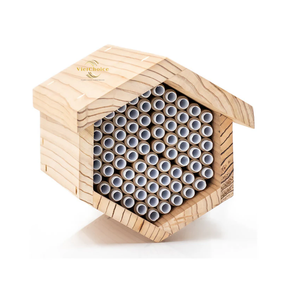 Nichoir à abeilles en bois naturel, abri pour pollinisateurs d'extérieur, décoration de jardin faite à la main pour la vente en gros - Product Image 5