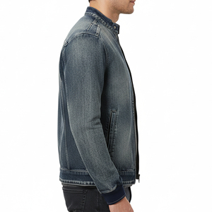 OEM/ODM Custom Made Dark Stone Washed Denim <b>Jacket</b> Casual Wear Faded Oversize Fit Distressed Denim <b>Jacket</b> For <b>Men</b> - Product Image 5