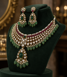 Women's Gold Plated <b>Emerald</b> Cut Jewelry Set With Imitation Pearl Necklace Earrings Classic Wedding Fashion Jewelry - Product Image 1