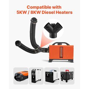 Diesel <b>Heater</b> <b>Pipe</b> Duct Vent Kit 3-Inch Warm Air Outlet with Y Shaped Connector and Air Duct Clamps HVAC Systems Parts - Product Image 3