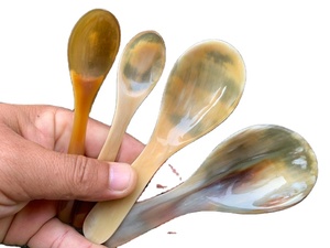 Colección de cucharas de cuerno elegante Cuerno de búfalo y vaca para una cena distintiva - Product Image 2