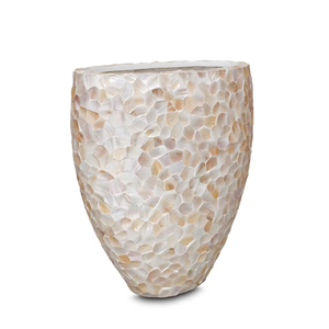 Handmade Bone Inlay Flower <b>Vase</b> White Mother of Pearl Capiz Shell <b>Mosaic</b> Flower Pot for Modern Living Room Hotel Lobby Wedding - Product Image 6