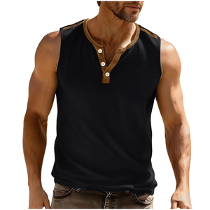 <b>Men's</b> New Arrival Breathable Knitted Spandex/Cotton Animal Print Sporty Crew Neck Sleeveless ODM Front Logo High Street Tank <b>Top</b> - Product Image 1