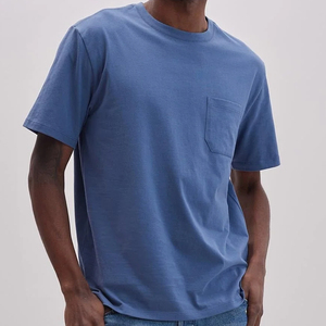 T-shirts en coton de bambou pour hommes, manches courtes, avec poche, t-shirt d'été pour hommes, haut durable, t-shirts à col rond pour hommes - Product Image 1