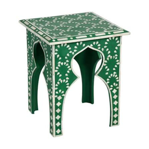 Mesa Auxiliar Cúbica Artesanal de MDF con Incrustaciones de Hueso en Blanco y Negro, Diseño Floral Premium, para Venta al por Mayor - Product Image 5
