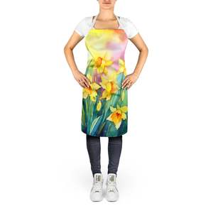 Multicolor Large Adult Unisex Daffodils Watercolor <b>Apron</b> for <b>Kitchen</b> Cooking Baking Crafts Gardening Servers-for Men <b>Women</b> - Product Image 2