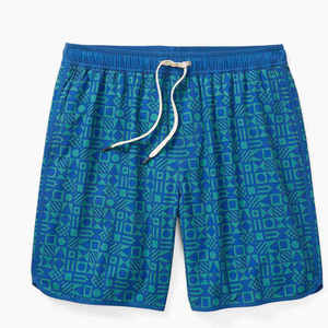 Men's Blue Geometric Print Board Shorts With Pockets Quick Dry <b>Elastic</b> Waist Casual Style Short Length - Product Image 6