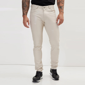 Pantalones de Cuero Casuales Hechos a Medida para Hombre, Diseño Único, con Logotipo Personalizado, Precio al por Mayor - Product Image 1