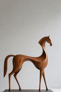 Escultura Moderna de Caballo de Madera, Centro de Mesa Decorativo, Estatua de Caballo para Exhibición en Interiores de Restaurantes y Hoteles - Product Image 3