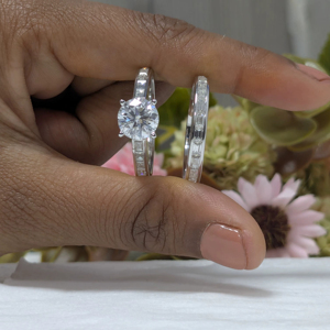 2.20 Ct Lab Grown Diamond Vintage Luxury Engagement <b>Ring</b> <b>Set</b> 14K White <b>Gold</b> IGI Certified Wedding & Anniversary Gift - Product Image 1