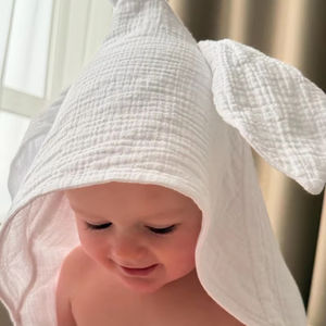 Serviette de bain à capuche pour bébé, douce et absorbante, peignoir enveloppant pour nourrissons et tout-petits, motif animal de dessin animé avec oreilles, pour nouveau-nés et enfants - Product Image 1