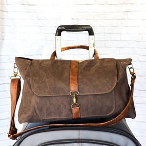 Sac de voyage et de sport en cuir et toile, à fermeture éclair, grande capacité, durable, pour l'extérieur, fournisseur en gros OEM LCTB-0095 - Product Image 4