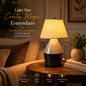 Rechargeable Teak Wood <b>Table</b> <b>Lamp</b> | 2600mAh Battery 10 Hour Runtime Fabric Shade Cordless LED Bedside Desk Home Decor <b>Lamp</b> Light - Product Image 4