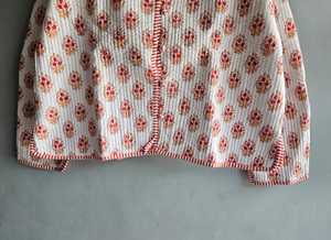 Women Quilted Cotton <b>Jacket</b> Floral Printed Neck Button Up Short Winter Cardigan Women Quilted Cotton <b>Jacket</b> Floral gift for her - Product Image 5