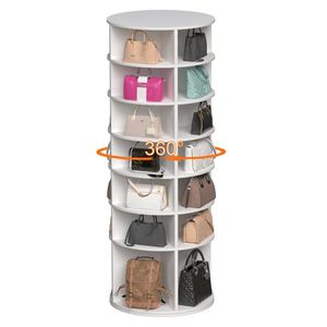 Scarpiera a 7 livelli autoportante in legno, girevole a 360 gradi, con design a base alta, in MDF di alta qualità - Product Image 3