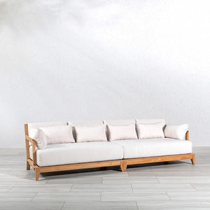 Ensemble de canapés de jardin en teck minimaliste moderne, imperméable, pour espaces de vie extérieurs contemporains, pour villa et hôtel - Product Image 5