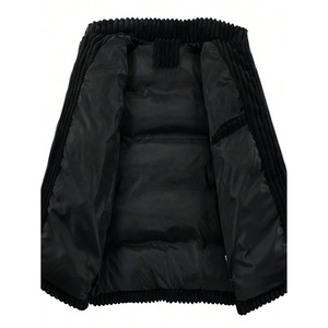 OEM personalizado de los hombres de invierno Puffer chaquetas abrigo de pana de alta calidad con soporte de cuello de cierre de cremallera de hombro caído rellenos más gruesos - Product Image 2