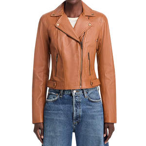 Chaqueta de Cuero para Mujer, Nueva Moda, de Alta Calidad, Manga Larga, con Cierre, para Otoño e Invierno, Poliéster Transpirable, Nailon - Product Image 1