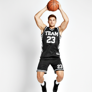 Ensemble d'uniformes de basketball noirs haut de gamme, vêtements de sport anti-boulochage pour adultes, uniforme de basketball unisexe, nom d'équipe personnalisé - Product Image 6