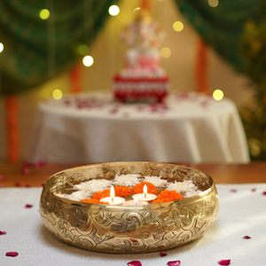 Bol de service décoratif classique en aluminium doré Chitai, écologique, pour fruits, collations, centre de table, décoration intérieure et cadeau - Product Image 5