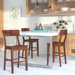 Handmade Bottle Holder Decorative Iron Craft for Hotel ProjectsModern Farmhouse <b>Waterproof</b> Wooden Bar Stools <b>Set</b> of 3 - Product Image 3
