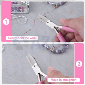 Stainless Steel Flat Nose Plier With Nylon Tips And Pink PVC Grip Handle For Body Jewelry And Wire Bending - Product Image 4