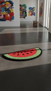 Alfombra de área suave y afelpada con diseño geométrico antideslizante de lana tuftada a mano con diseño único de rodaja de sandía para decoración de dormitorio - Product Image 2