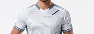Ensemble de maillot de football unisexe blanc géométrique avec short gris, col en V, maille respirante, uniforme d'été 100% polyester, noms d'équipe personnalisés - Product Image 4