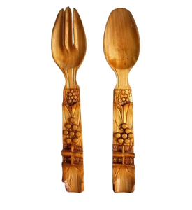 Elegante Juego de Cubiertos con Mango de Madera Trenzada, Vajilla Duradera, Perfecta para la Cocina, la Mesa del Comedor y para Recepciones, de la India - Product Image 4