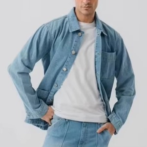 Blousons en jean pour hommes de haute qualité, couleur personnalisée, style urbain, antibactériens, coupe-vent, écologiques, avec logo sur le devant - Product Image 1