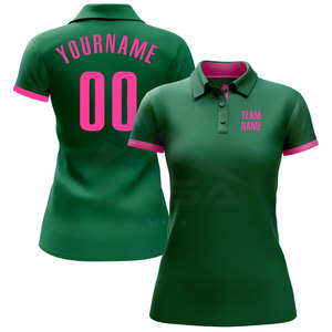 Polo de golf personnalisé vert Kelly et rose, respirant et anti-humidité, idéal pour l'entraînement de golf et les tenues décontractées - Product Image 2