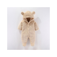 Combinaison à capuche ours mignon pour bébés, fausse fourrure douce, une pièce avec appliques de pattes et d'oreilles, unisexe, manches longues, hiver