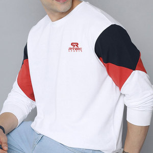 Sudadera casual de color liso minimalista para hombre, diseño en blanco para pedidos al por mayor, top tipo jersey para hombre - Product Image 6