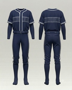 Custom <b>Baseball</b> Uniform Set Men's Navy Blue Polyester Jersey Pants Moisture Wicking Button Closure All Seasons Sports Wear OEM - Product Image 1