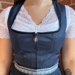Women's Bavarian Style Dirndl <b>Dress</b> Traditional Beer Festival Folk Costume Midi <b>Dress</b> with Apron Vintage Floral Pattern A-Line - Product Image 5