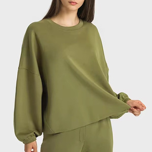 Conjunto deportivo de 2 piezas para mujer, de algodón, corte holgado, cómodo, con sudadera y pantalones deportivos. - Product Image 3