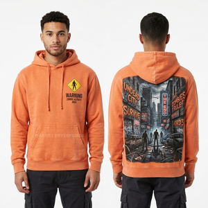 Sweat à capuche tie-dye jaune et noir avec imprimé graphique « Déchets toxiques », style radioactif, streetwear pour homme, pull en molleton délavé à l'acide personnalisé - Product Image 5