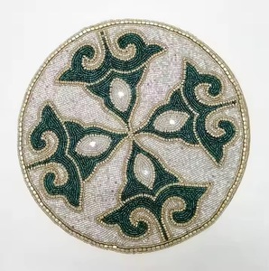 handcrafted beaded round placemat Design Placemat by Saro Lifestyle Shamrock Coquette Bow Placemat table mat or placemat Beaded - Product Image 1