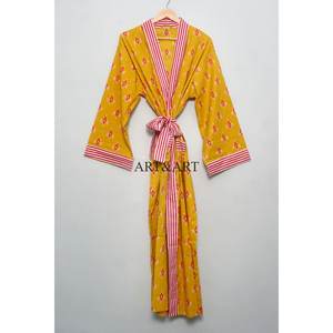 Bata Kimono Ligera 100% Algodón con Estampado Floral Tradicional para Mujer, Ideal para Dormir y Relajarse en Casa - Product Image 3