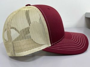 Adjustable Logo & Color 6-Panel Structured Mesh Back Casual Maroon Trucker Hat Vietnam Factory Made High Quality Outdoor Apparel - Product Image 3